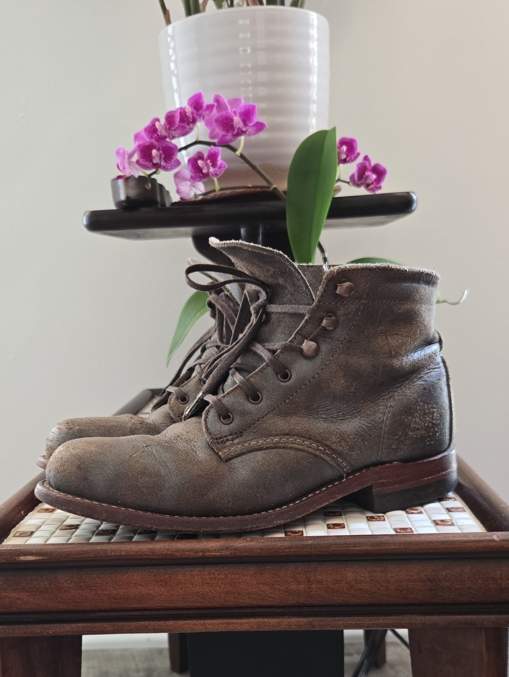 Wolverine 1000 Mile Women's Lace-Up Boots in Distressed Grey Size 7
